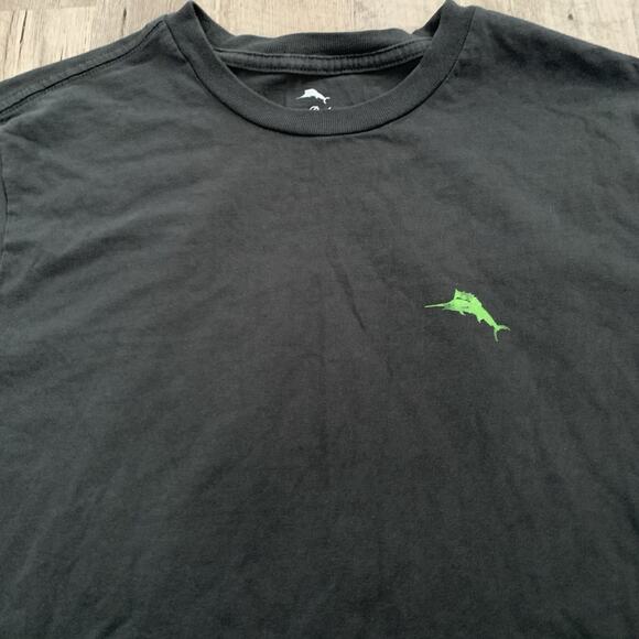 Tommy Bahama T-Shirt Mens Medium ‘Happy Little Palm Trees’ Artist Dark Green - Picture 7 of 7